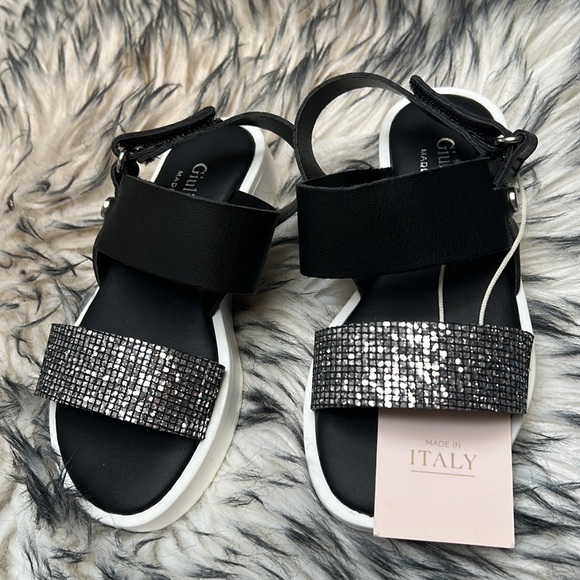 New Girls Black Giulia Palai Sandals,  size 9 - Picture 2 of 6